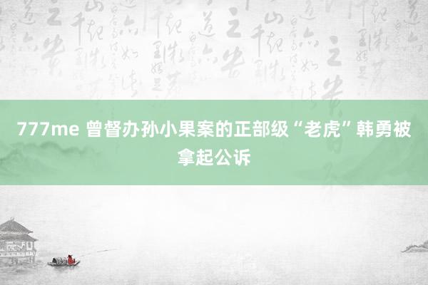 777me 曾督办孙小果案的正部级“老虎”韩勇被拿起公诉