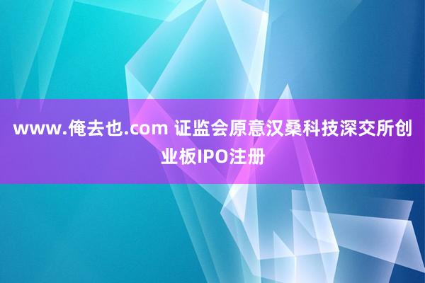 www.俺去也.com 证监会原意汉桑科技深交所创业板IPO注册