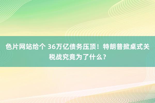 色片网站给个 36万亿债务压顶！特朗普掀桌式关税战究竟为了什么？