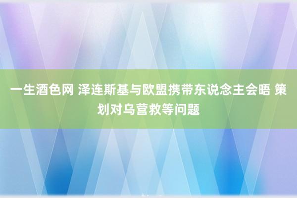 一生酒色网 泽连斯基与欧盟携带东说念主会晤 策划对乌营救等问题