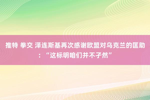 推特 拳交 泽连斯基再次感谢欧盟对乌克兰的匡助：“这标明咱们并不孑然”