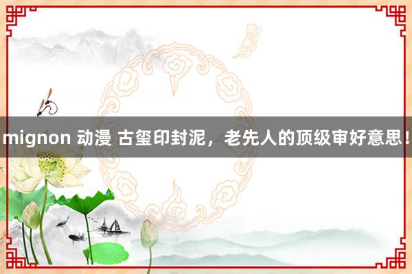 mignon 动漫 古玺印封泥，老先人的顶级审好意思！