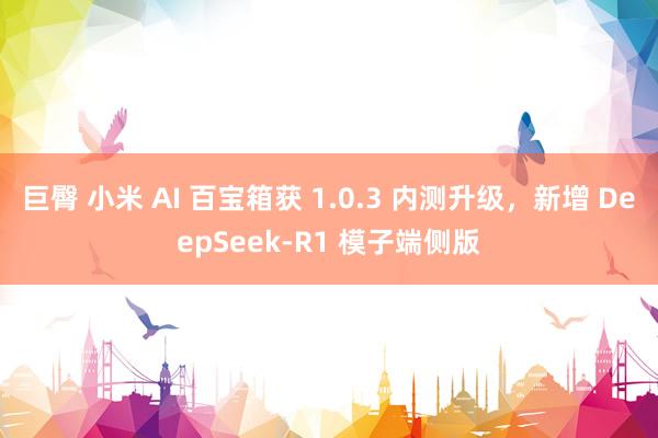 巨臀 小米 AI 百宝箱获 1.0.3 内测升级，新增 DeepSeek-R1 模子端侧版