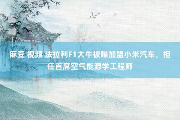 麻豆 视频 法拉利F1大牛被曝加盟小米汽车，担任首席空气能源学工程师